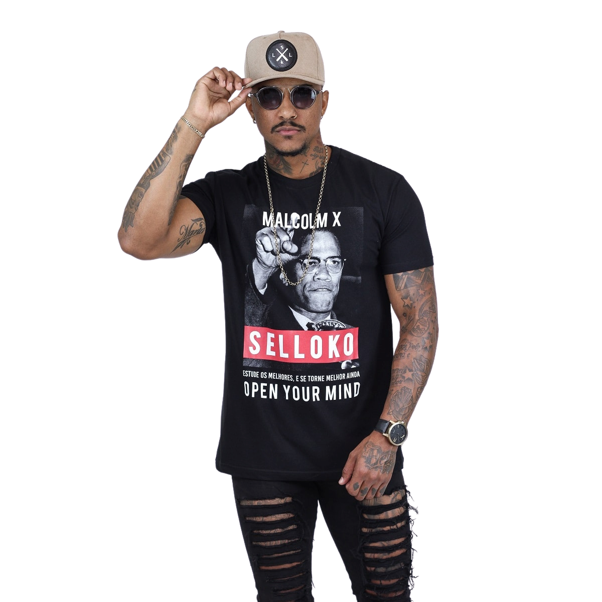 Camiseta Masculina Preta Malcolm X 